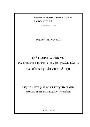 Luận văn chất lượng dịch vụ và lòng trung thành của khách hàng tại công ty bảo việt hà nội