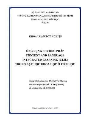 Luận văn ứng dụng phương pháp content and language intergranted learning clil trong dạy học khoa học