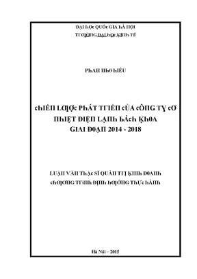 Luận văn chiến lược phát triển của công ty cơ nhiệt điện lạnh bách khoa giai đoạn 2014 2018