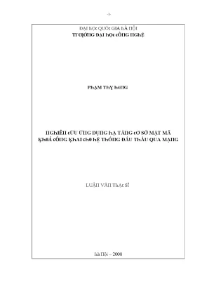 Luận văn nghiên cứu ứng dụng hạ tầng cơ sở mật mã khoá công khai cho hệ thống đấu thầu qua mạng