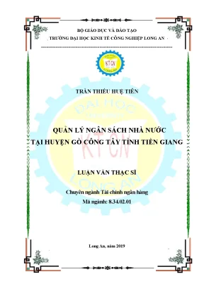 Luận văn quản lý ngân sách nhà nước tại huyện gò công tây tỉnh tiền giang