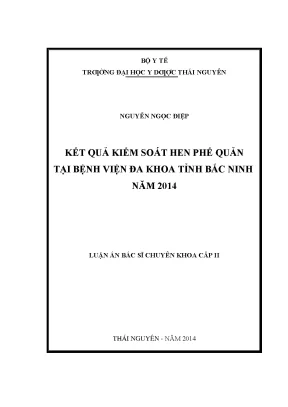 Luận văn kết quả kiểm soát hen phế quản tại bệnh viện đa khoa tỉnh bắc ninh năm 2014