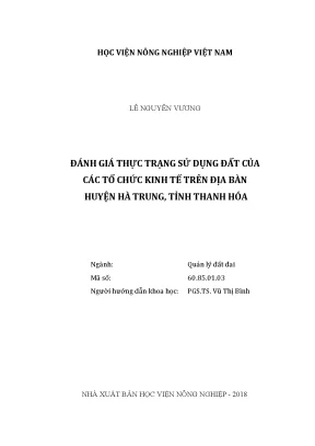Luận văn đánh giá thực trạng sử dụng đất của các tổ chức kinh tế trên địa bàn huyện hà trung tỉnh thanh hóa