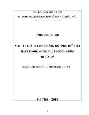Luận văn thạc sĩ vai trò của trung ương hội phụ nữ việt nam trong công tác phòng chống hiv aisd