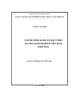 Luận văn thạc sĩ vấn đề công bằng xã hội trong xóa đói giảm nghèo ở việt nam hiện nay