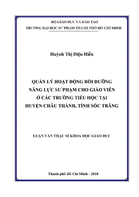 Luận văn quản lý hoạt động bồi dưỡng năng lực sư phạm cho giáo viên ở các trường tiểu học tại huyện châu thành tỉnh sóc trăng