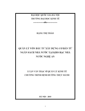 Luận văn quản lý vốn đầu tư xây dựng cơ bản từ ngân sách nhà nước tại kho bạc nhà nước nghệ an