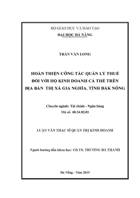 Luận văn hoàn thiện công tác quản lý thuế đối với hộ kinh doanh cá thể trên địa bàn thị xã gia nghĩa tỉnh đăk nông