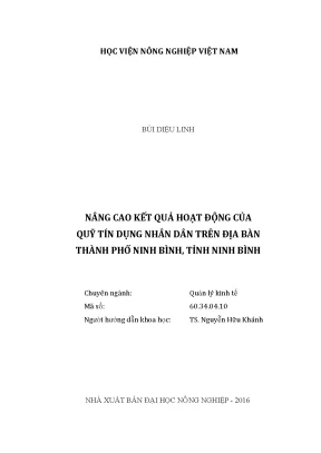 Luận văn nâng cao kết quả hoạt động của quỹ tín dụng nhân dân trên địa bàn thành phố ninh bình tỉnh ninh bình