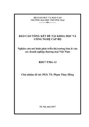Nghiên cứu mô hình phát triển thị trường bán lẻ của các doanh nghiệp thương mại việt nam