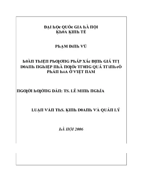 Luận văn hoàn thiện phương pháp xác định giá trị doanh nghiệp nhà nước trong quá trình cổ phần hoá ở việt nam