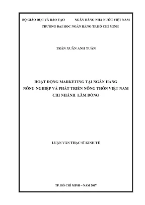 Tài liệu hoạt động marketing tại ngân hàng nông nghiệp và phát triển nông thôn