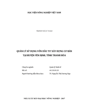 Luận văn quản lý sử dụng vốn đầu tư xây dựng cơ bản tại huyện yên định tỉnh thanh hóa