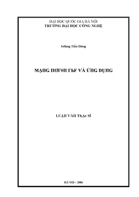 Luận văn mạng nơron rbf và ứng dụng