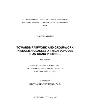 Towards pairwork and groupwork in english classes at high schools in an giang province