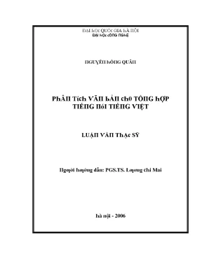 Luận văn phân tích văn bản cho tổng hợp tiếng nói tiếng việt