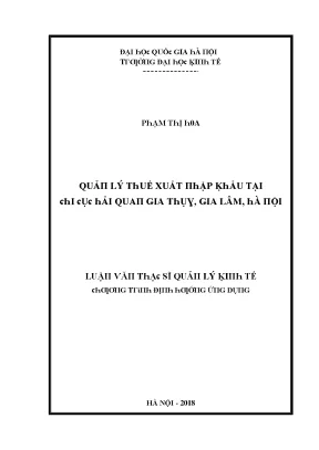 Luận văn quản lý thuế xuất nhập khẩu tại chi cục hải quan gia thụy gia lâm hà nội