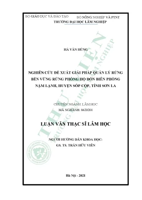 Nghiên cứu đề xuất giải pháp quản lý rừng bền vững rừng phòng hộ đồn biên phòng nậm lạnh huyện sốp cộp tỉnh sơn la