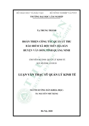 Hoàn thiện công tác quản lý thu bảo hiểm xã hội trên địa bàn huyện vân đồn tỉnh quảng ninh