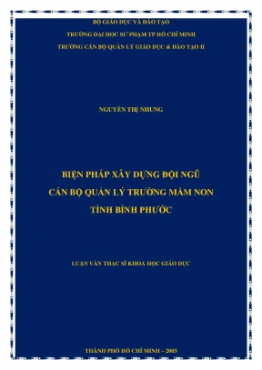 Luận văn biện pháp xây dựng đội ngũ cán bộ quản lý trường mầm non tỉnh bình phước