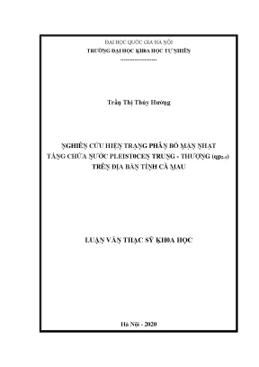 Luận văn thạc sĩ nghiên cứu hiện trạng phân bố mặn nhạt tầng chứa nước pleistocen trung thượng qp2 3 trên địa bàn tỉnh cà mau