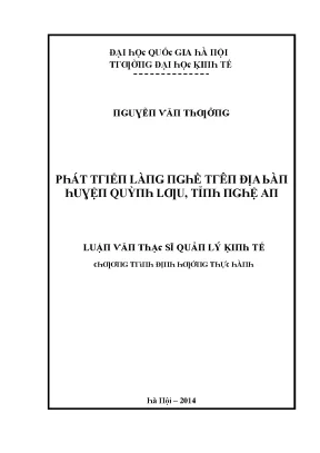 Luận văn phát triển làng nghề trên địa bàn huyện quỳnh lưu tỉnh nghệ an