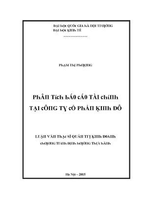 Luận văn phân tích báo cáo tài chính tại công ty cổ phần kinh đô