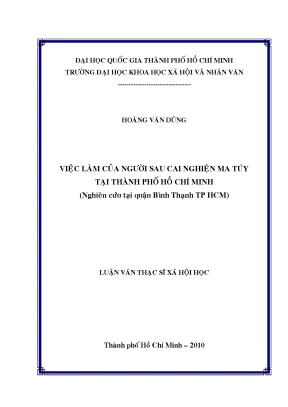 Việc làm của người sau cai nghiện ma túy tại thành phố hồ chí minh nghiên cứu tại quận bình thạnh tp hcm