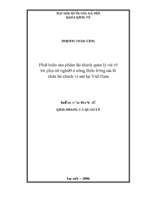 Luận văn phát triển sản phẩm tài chính quản lý rủi ro tới phụ nữ nghèo ở nông thôn trong các tổ chức tài chính vi mô tại việt nam