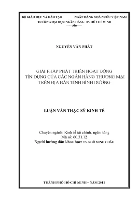 Luận văn giải pháp phát triển hoạt động tín dụng của các ngân hàng thương mại trên địa bàn tỉnh bình dương