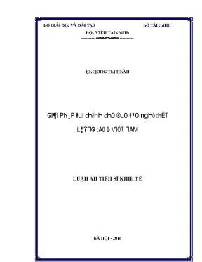 Luận văn giải pháp tài chính cho đào tạo nghề chất lượng cao ở việt nam