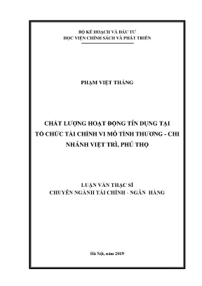 Luận văn chất lượng hoạt động tín dụng tại tổ chức tài chính vi mô tình thương chi nhánh việt trì phú thọ