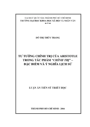 Tư tưởng chính trị của aristotle trong tác phẩm chính trị đặc điểm và ý nghĩa lịch sử