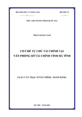 Luận văn cơ chế tự chủ tài chính văn phòng sở tài chính tỉnh hà tĩnh