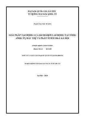 Luận văn giải pháp tạo động lực cho người lao động tại tổng công ty đầu tư và phát triển nhà hà nội