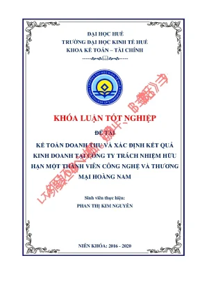 Luận văn kế toán doanh thu và xác định kết quả kinh doanh tại công ty trách nhiệm hữu hạn một thành viên công nghệ và thương mại hoàng nam