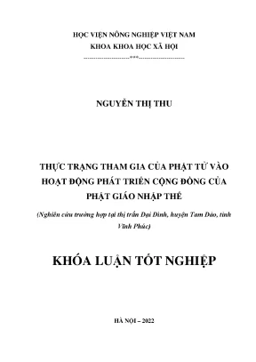 Hoạt động phát triển cộng đồng của phật giáo nhập thế nghiên cứu trường hợp tại thị trấn đại đình huyện tam đảo tỉnh vĩnh phúc