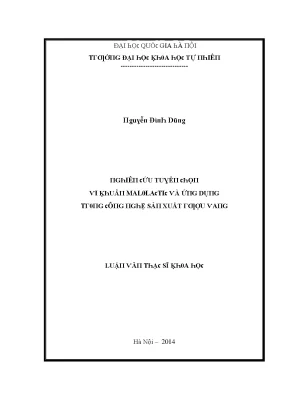 Luận văn thạc sĩ nghiên cứu tuyển chọn vi khuẩn malolactic và ứng dụng trong công nghệ sản xuất rượu vang vnu lvts09