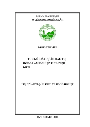 Luận văn thu hút các dự án đầu tư nông lâm nghiệp tỉnh điện biên