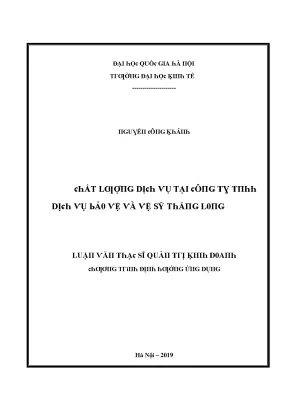 Luận văn chất lượng dịch vụ tại công ty tnhh dịch vụ bảo vệ và vệ sỹ thăng long