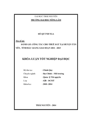Luận văn đánh giá công tác cho thuê tại địa bàn huyện tân yên tỉnh bắc giang giai đoạn 2011 2013