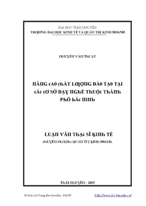 Luận văn nâng cao chất lượng đào tạo tại các cơ sở dạy nghề thuộc thành phố bắc ninh