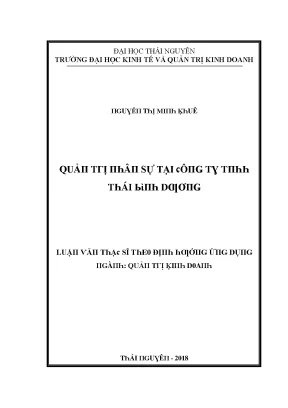 Luận văn quản trị nhân sự tại công ty tnhh thái bình dương