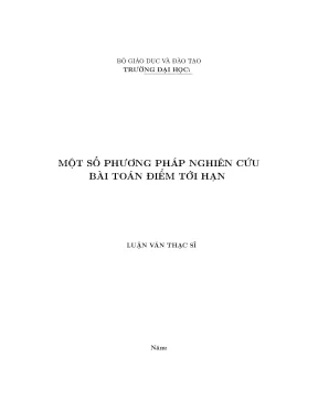 Một số phương pháp nghiên cứu bài toán điểm tới hạn