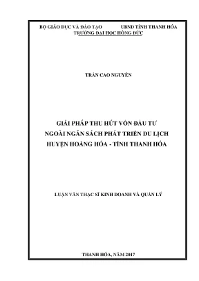 Giải pháp thu hút vốn đầu tư ngoài ngân sách phát triển du lịch huyện hoằng hóa tỉnh thanh hóa