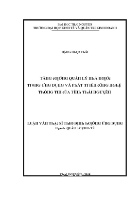 Luận văn tăng cường quản lý nhà nước trong ứng dụng và phát triển công nghệ thông tin của tỉnh thái nguyên