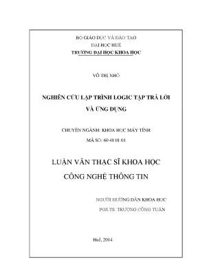 Luận văn nghiên cứu lập trình logic tập trả lời và ứng dụng