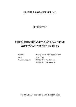 Nghiên cứu chế tạo kit chần đoán nhanh streptococcus suis type 2 ở lợn