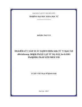 Luận văn thạc sĩ nghiên cứu sản xuất hydro sinh học từ vi khuẩn clostridium sp được phân lập từ dạ dày bò bằng phương pháp lên men tối vnu lvts09