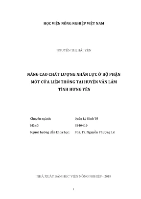 Luận văn nâng cao chất lượng nhân lực ở bộ phận một cửa liên thông tại huyện văn lâm tỉnh hưng yên